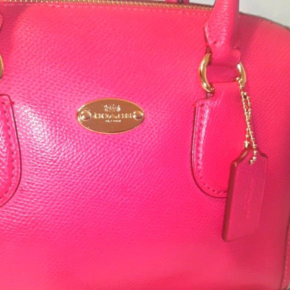 ☆Gorgeous ☆Brand New COACH Ruby Pink Leather Mini Bennett Satchel X-Body - Picture 6 of 16